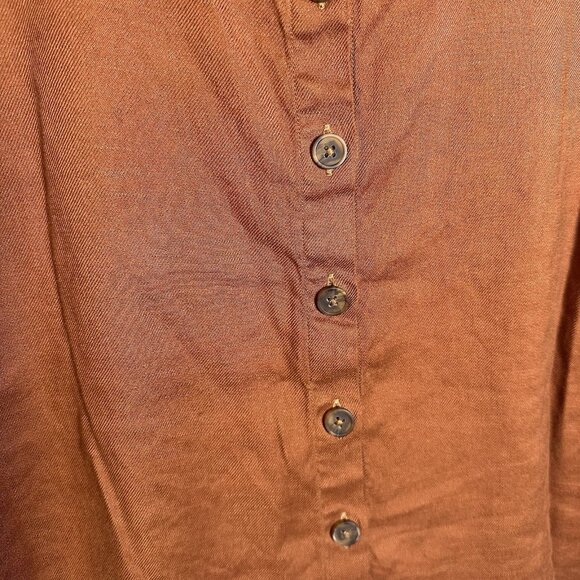 cabi Large Linen Cruise Button Sleeveless Top Shirt Brown Rust Boho Western 6644 - Picture 8 of 11